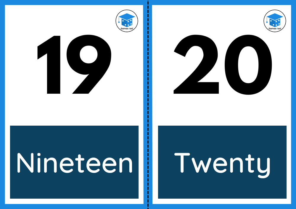 Number Flashcards 1 to 20