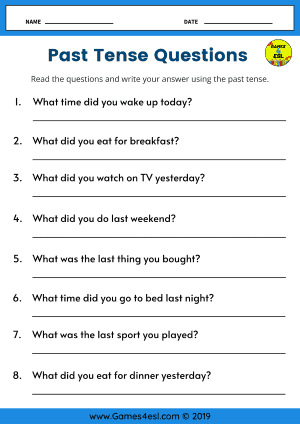 Past Simple Regular Verbs ESL Games Worksheets