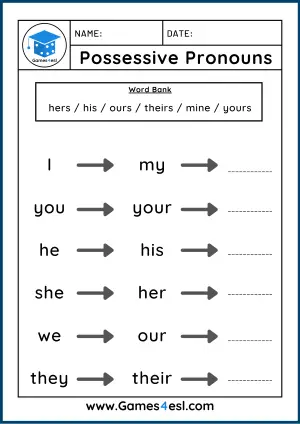 Pronoun Worksheets | Games4esl