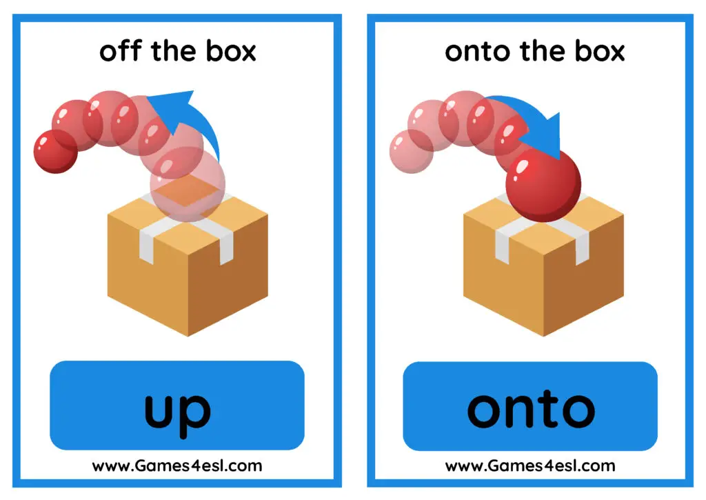 Prepositions of direction flashcard - up and onto
