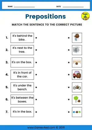 prepositions of place worksheets games4esl
