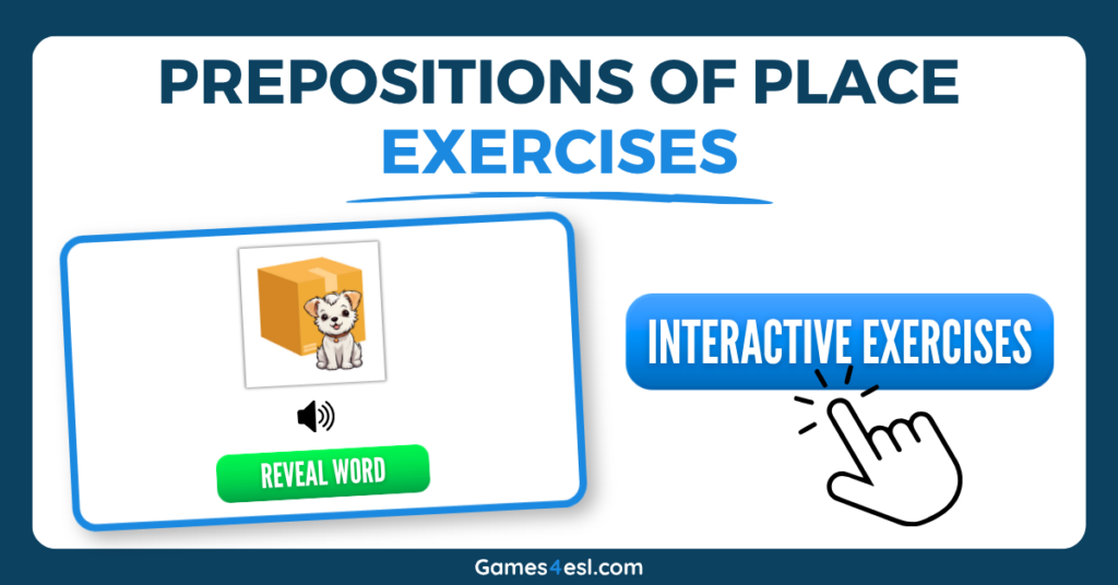 Online prepositions of place exercises.