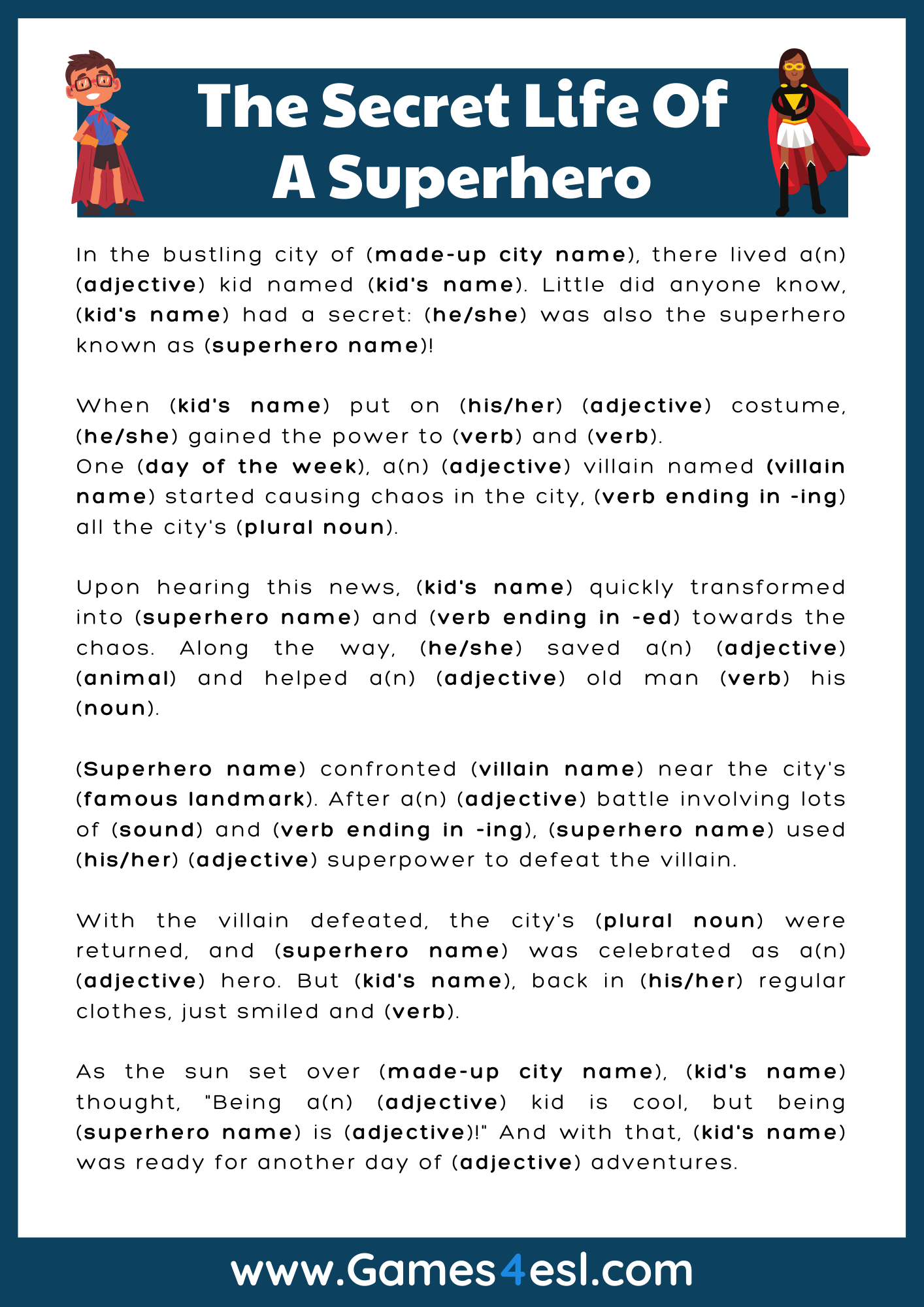 A Mad Lib Story About A Superhero
