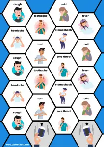 ESL printable board game about health and sickness