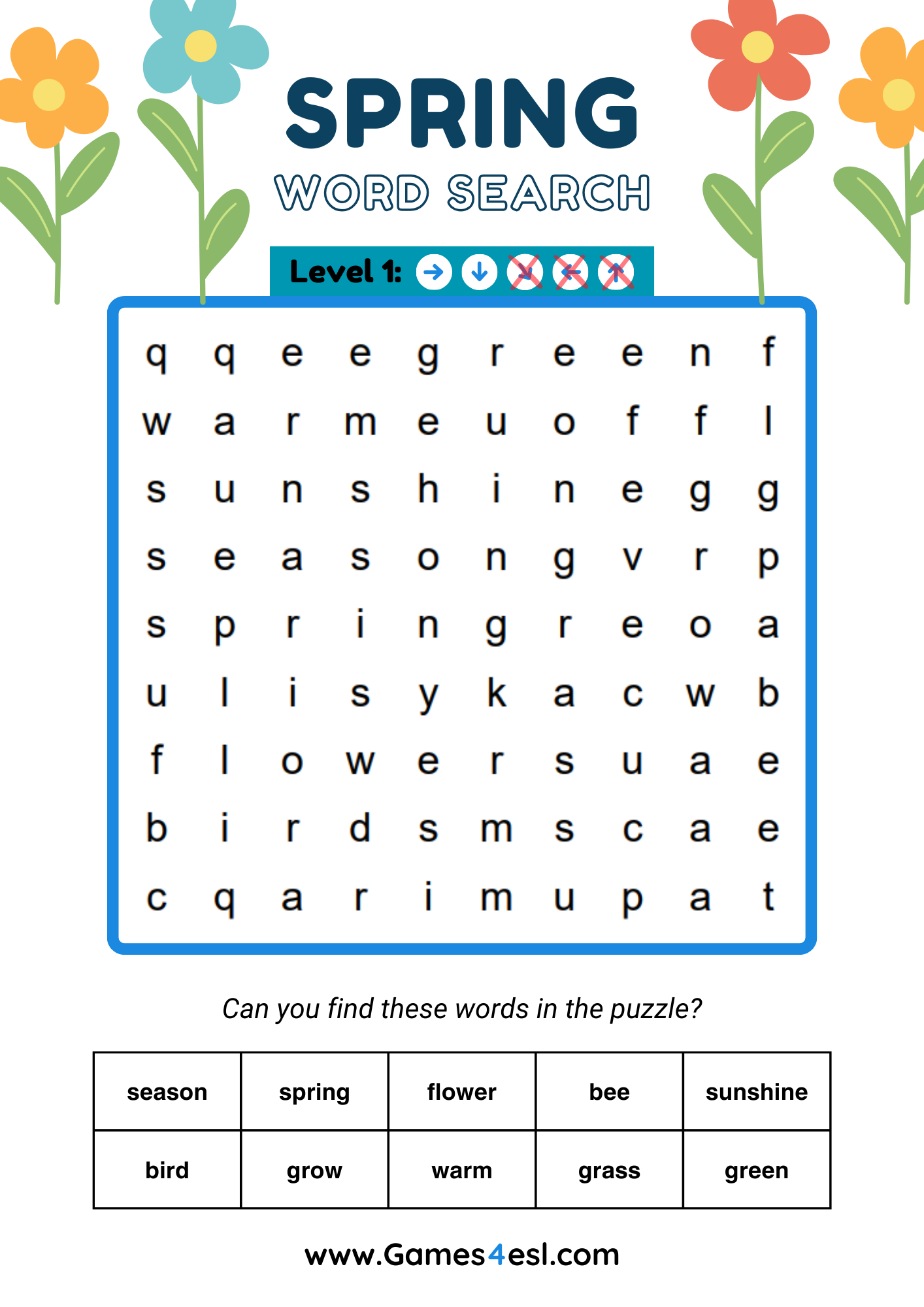 A Word Search About Spring
