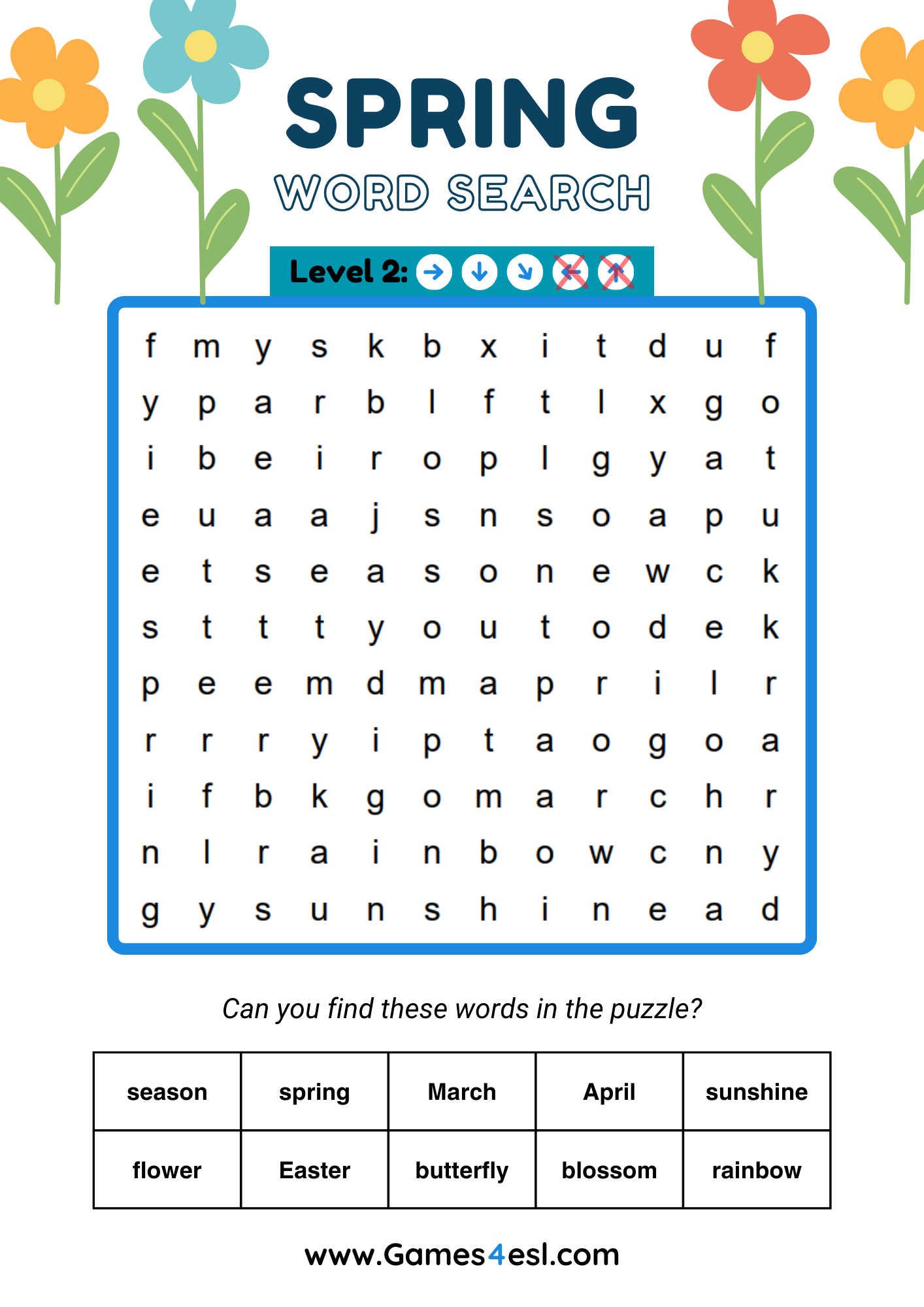 A Word Search About Spring