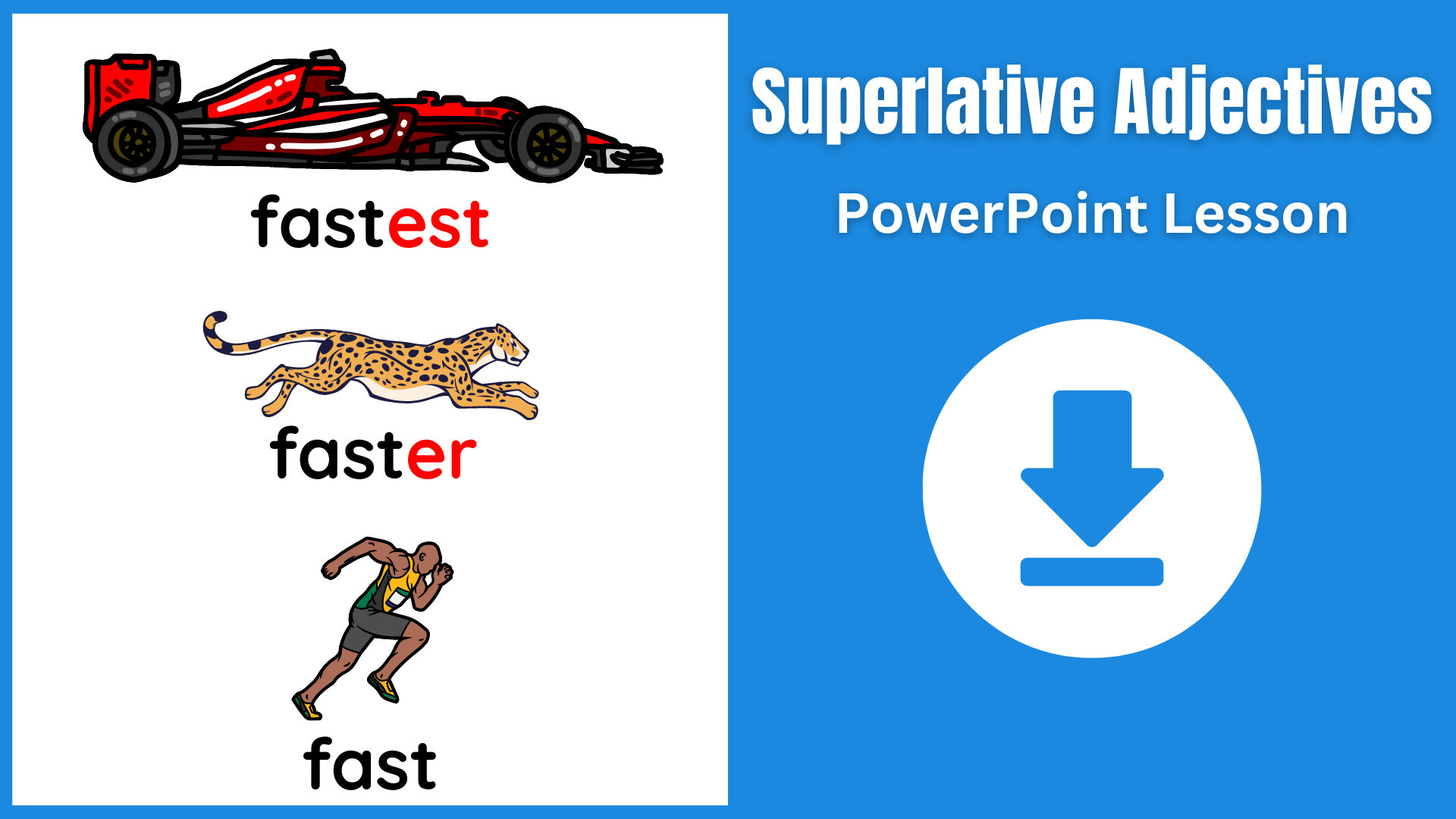 A PowerPoint for teaching superlative adjectives.