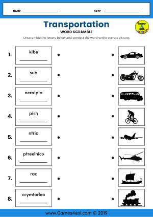 Means Of Transport Vocabulary Worksheet