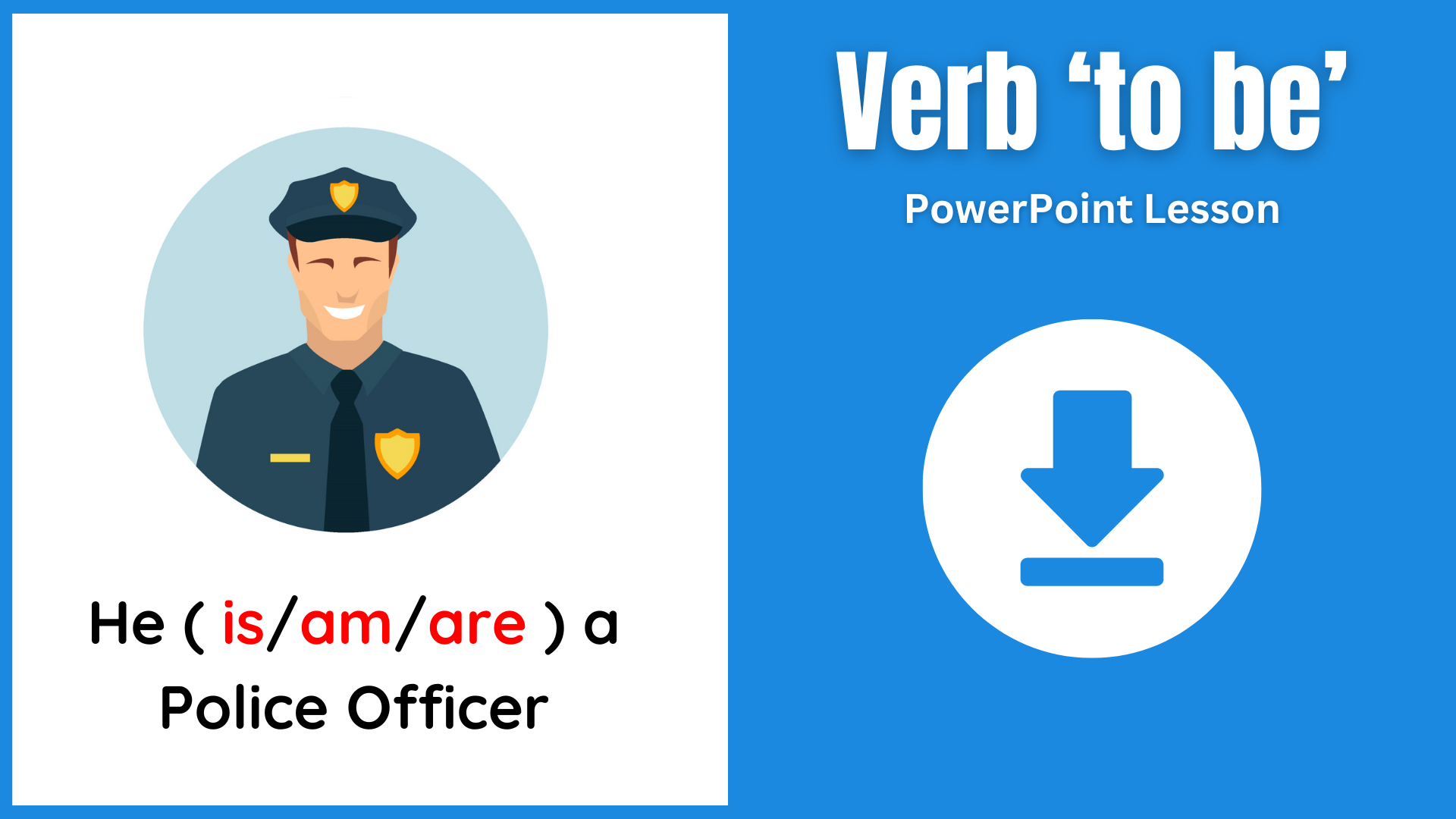A PowerPoint to teach the verb 'to be'.