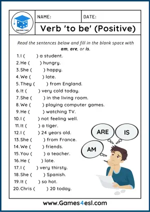 Verb To Be Worksheets | Games4esl