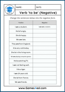 Verb To Be Worksheets | Games4esl