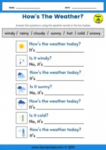 Weather Worksheets | Games4esl