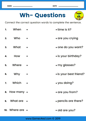 Wh Questions Worksheet