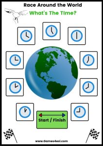 Printable Board Game - What's the time?