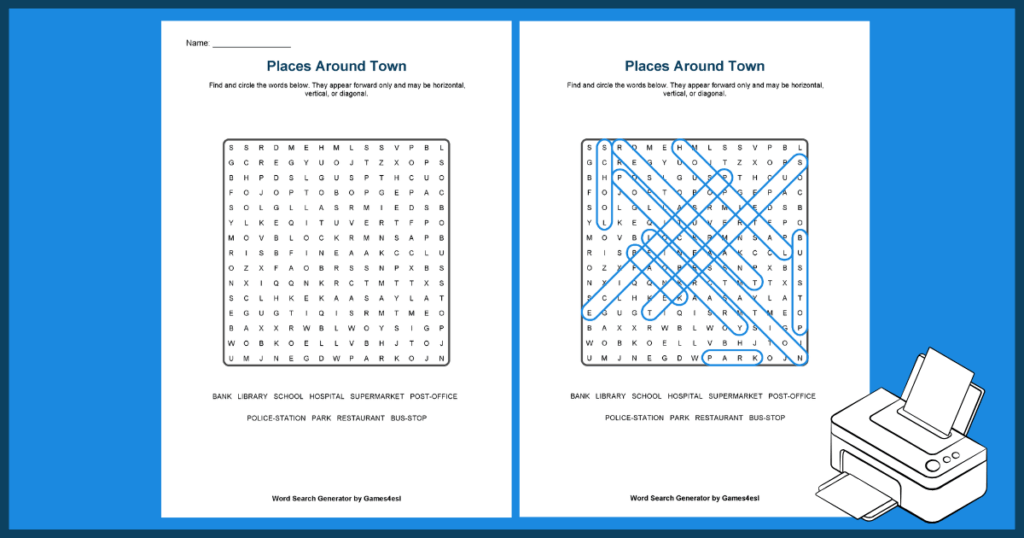 Examples of word searches made by a word search generator
