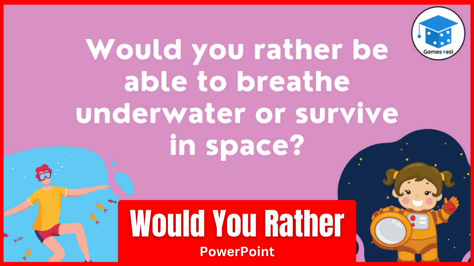 A slide from a would you rather questions PowerPoint