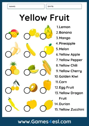 Yellow Fruit List