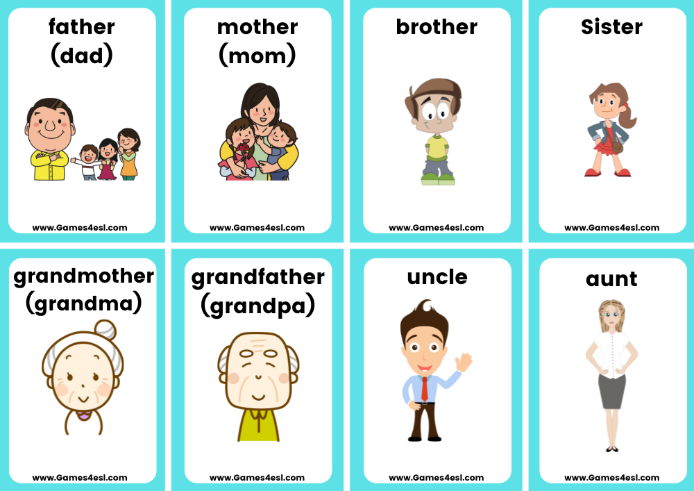 Preview of small family flashcards used in a lesson plan.
