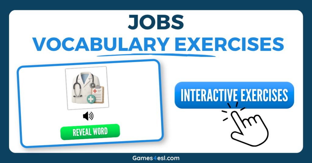 Interactive jobs vocabulary exercises.